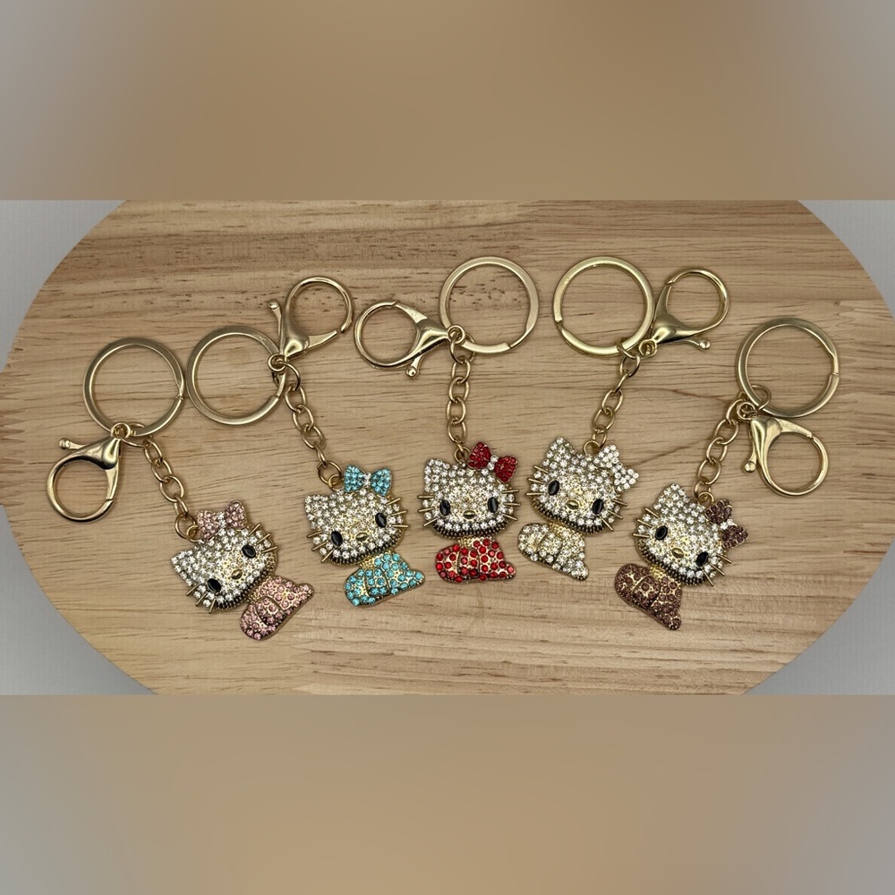 Hello Kitty Full Body 3D Rhinestone Purse Bag Charm Keychain New
